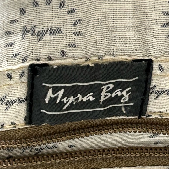 Myra Bag Upcycled Gray and Brown Large Purse/Handbag - Picture 7 of 14